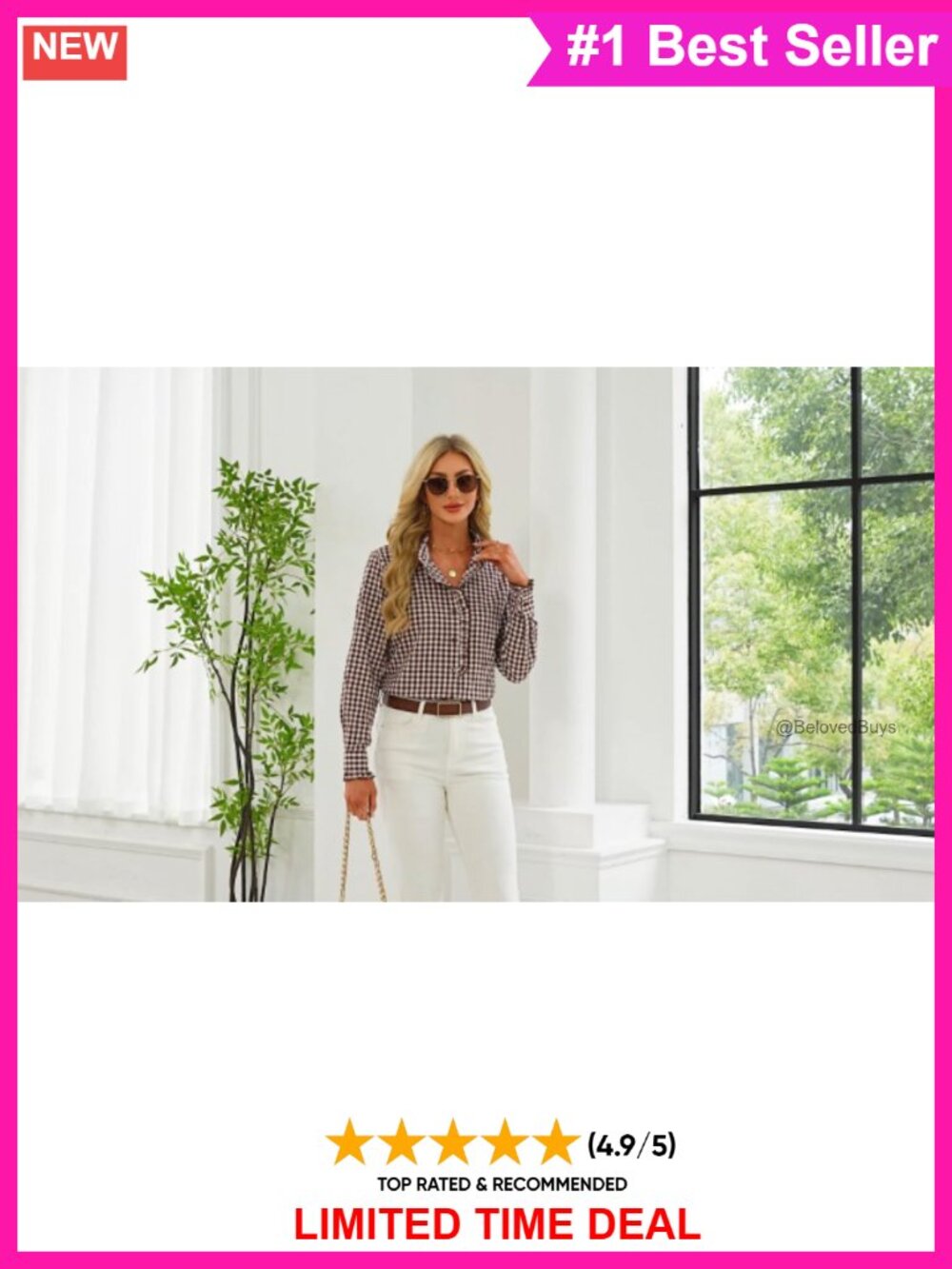 Long Sleeve Ruffle Button Down Blouse - Picture 6 of 6
